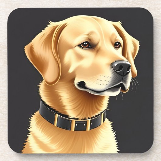 Golden Retriever Dog Tragen eines Lederkronen Getränkeuntersetzer (Vorderseite)