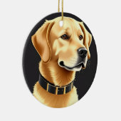 Golden Retriever Dog Tragen eines Lederkronen Keramik Ornament (Rechts)