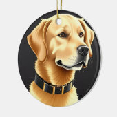Golden Retriever Dog Tragen eines Lederkronen Keramik Ornament (Links)