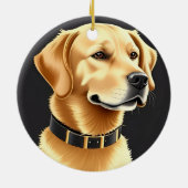 Golden Retriever Dog Tragen eines Lederkronen Keramik Ornament (Hinten)
