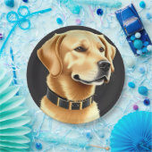 Golden Retriever Dog Tragen eines Lederkronen Pappteller (Party)