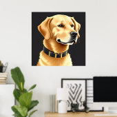 Golden Retriever Dog Tragen eines Lederkronen Poster (Heimbüro)