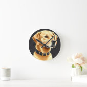 Golden Retriever Dog Tragen eines Lederkronen Runde Wanduhr (Zuhause)