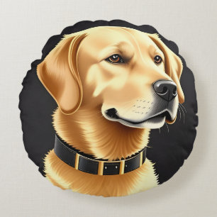 Golden Retriever Dog Tragen eines Lederkronen Rundes Kissen