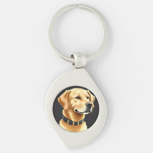 Golden Retriever Dog Tragen eines Lederkronen Schlüsselanhänger