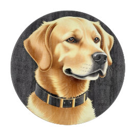 Golden Retriever Dog Tragen eines Lederkronen Schneidebrett