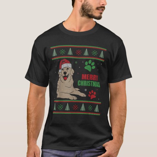 Golden Retriever Dog Ugly Christmas Style Light or T-Shirt (Vorderseite)