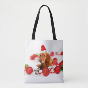 Golden Retriever Dog W Red Weihnachtsmannmütze Tasche