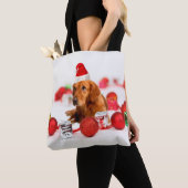 Golden Retriever Dog W Red Weihnachtsmannmütze Tasche (Von Nahem)