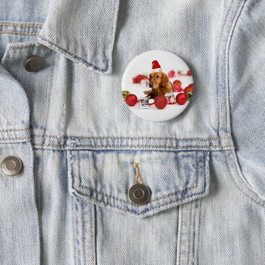 Golden Retriever Dog W Rote Weihnachtsmannmütze We Button (Beispiel)
