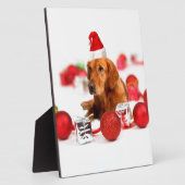 Golden Retriever Dog W Rote Weihnachtsmannmütze We Fotoplatte (Seite)