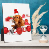 Golden Retriever Dog W Rote Weihnachtsmannmütze We Fotoplatte (Seite)