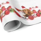 Golden Retriever Dog W Rote Weihnachtsmannmütze We Geschenkpapier (Rolleneckpunkt)