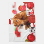 Golden Retriever Dog W Rote Weihnachtsmannmütze We Geschirrtuch (Vertikal)