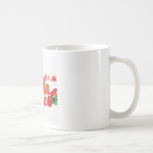 Golden Retriever Dog W Rote Weihnachtsmannmütze We Kaffeetasse