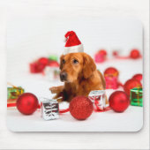 Golden Retriever Dog W Rote Weihnachtsmannmütze We Mousepad (Vorne)