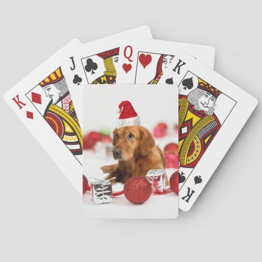 Golden Retriever Dog W Rote Weihnachtsmannmütze We Spielkarten (Rückseite)