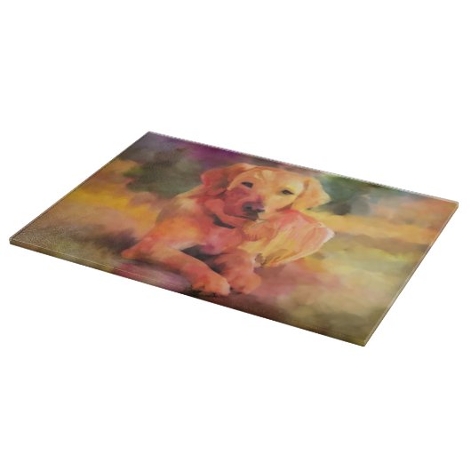 Golden Retriever Dog Wasserfarben Kunst, Dichtung  Schneidebrett (Ecke)