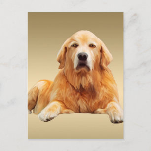 Golden Retriever Dog Water Color Art Malerei Postkarte