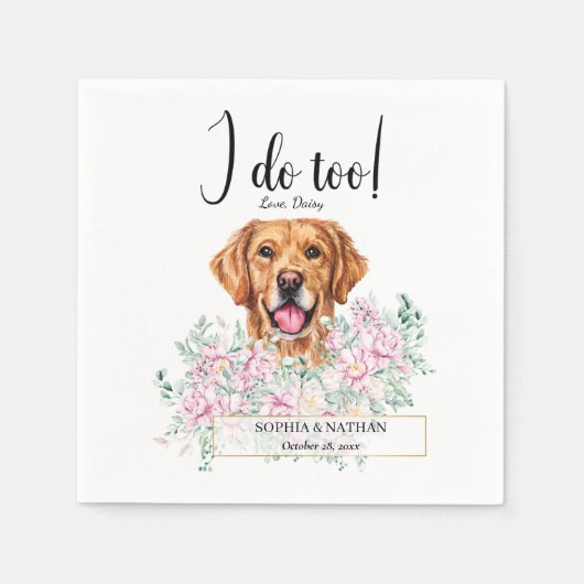 Golden Retriever Dog Wedding Cocktail Napkins Serviette (Vorderseite)