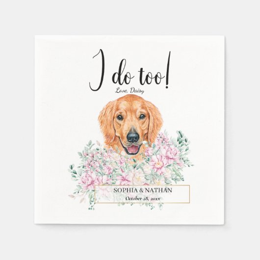 Golden Retriever Dog Wedding Cocktail Napkins Serviette (Vorderseite)