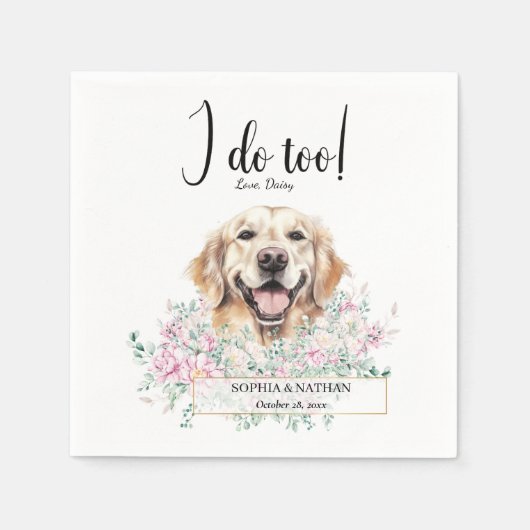 Golden Retriever Dog Wedding Cocktail Napkins Serviette (Vorderseite)