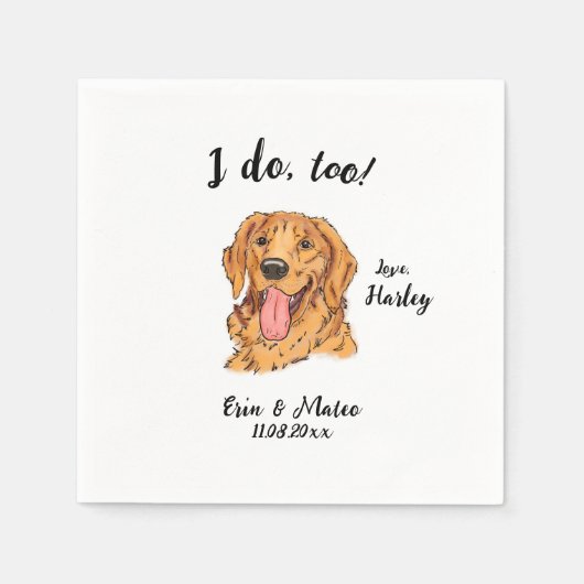 Golden Retriever Dog Wedding Cocktail Napkins Serviette (Vorderseite)