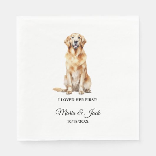 Golden Retriever Dog Wedding Napkins mit Foto Serviette (Vorderseite)