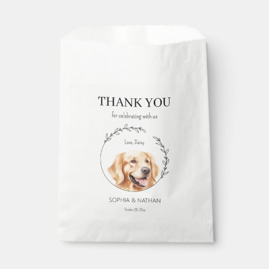 Golden Retriever Dog Wedding Vielen Dank für Ihre Geschenktütchen (Vorderseite)