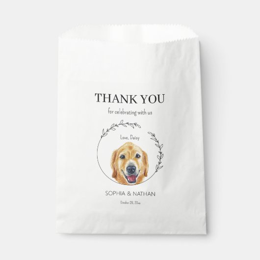 Golden Retriever Dog Wedding Vielen Dank für Ihre Geschenktütchen (Vorderseite)