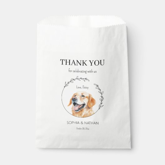 Golden Retriever Dog Wedding Vielen Dank für Ihre Geschenktütchen (Vorderseite)
