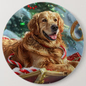 Golden Retriever Dog Weihnachten Button (Vorderseite)