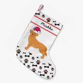 Golden Retriever Dog Weihnachten, Custom Dog Name Kleiner Weihnachtsstrumpf (Vorderansicht (hängend))