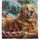 Golden Retriever Dog Weihnachten Duschvorhang (Vorderseite)