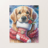 Golden Retriever Dog Weihnachten Feiertag Puzzle (Vertikal)