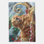 Golden Retriever Dog Weihnachten Geschirrtuch (Vertikal)