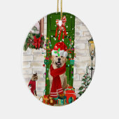 Golden Retriever Dog Weihnachten Keramik Ornament (Rechts)