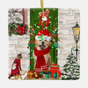 Golden Retriever Dog Weihnachten Keramikornament