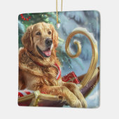 Golden Retriever Dog Weihnachten Keramikornament (Links)