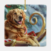 Golden Retriever Dog Weihnachten Keramikornament (Rückseite)