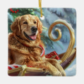 Golden Retriever Dog Weihnachten Keramikornament (Vorderseite)