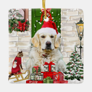 Golden Retriever Dog Weihnachten Keramikornament