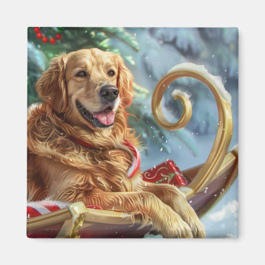 Golden Retriever Dog Weihnachten Magnet (Vorne)