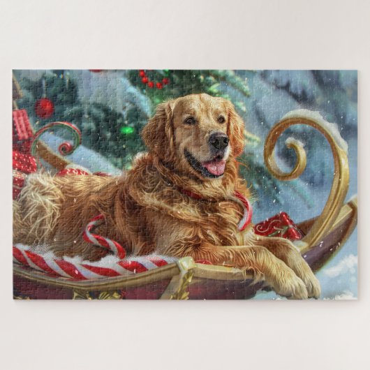 Golden Retriever Dog Weihnachten Puzzle (Horizontal)
