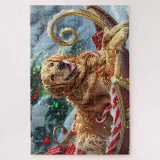 Golden Retriever Dog Weihnachten Puzzle (Vertikal)