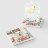 Golden Retriever Dog Weihnachten Steinuntersetzer (Seitenansicht)