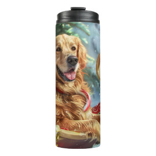 Golden Retriever Dog Weihnachten Thermosbecher