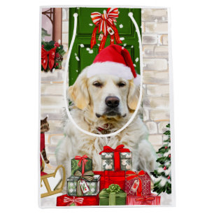 Golden Retriever Dog Weihnachtsgeschenk Tasche Mittlere Geschenktüte