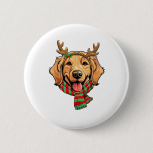 Golden Retriever Dog Weihnachtsmann Rentier Weihna Button