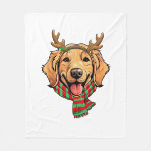 Golden Retriever Dog Weihnachtsmann Rentier Weihna Fleecedecke